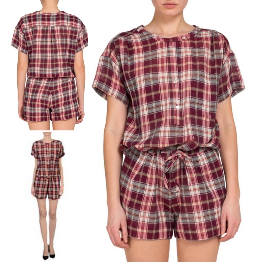 MASSCOB Red Tartan Plaid Cotton Playsuit or Romper